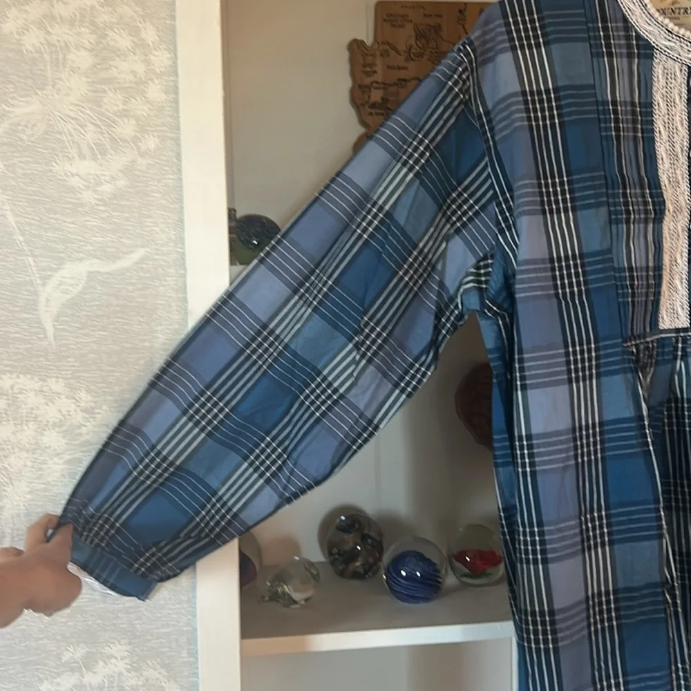 NWT Vintage Victoria's Secret Country Cottons Blue Plaid Nightgown Size L